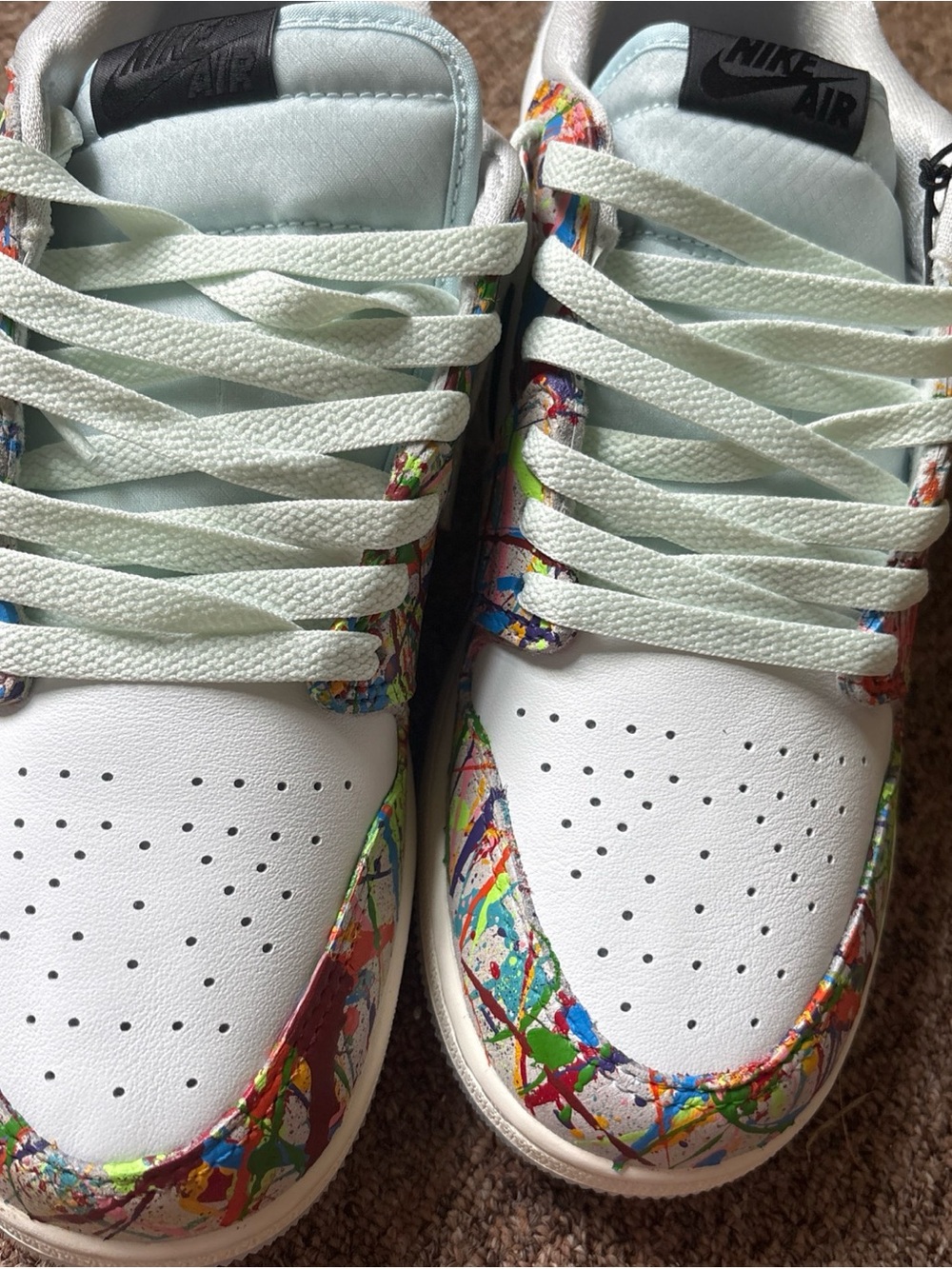 Nike Kids White Sneakers with Multicolor Paint-Splash Accents